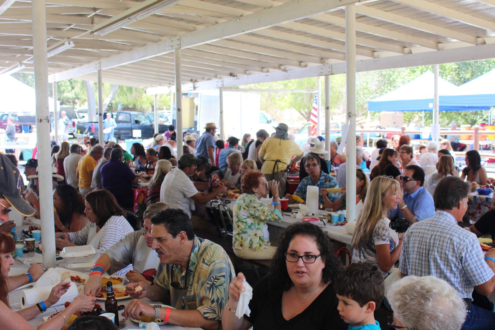 crowd enjoys the food