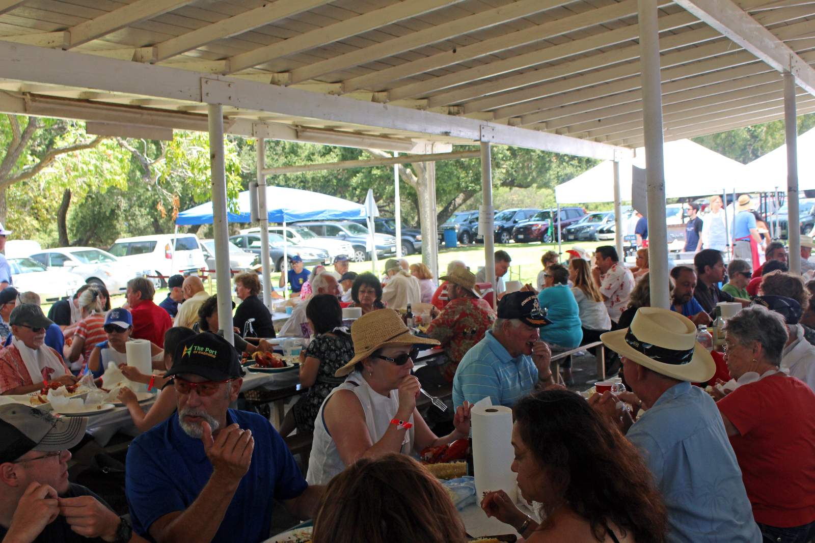 crowd enjoys the food
