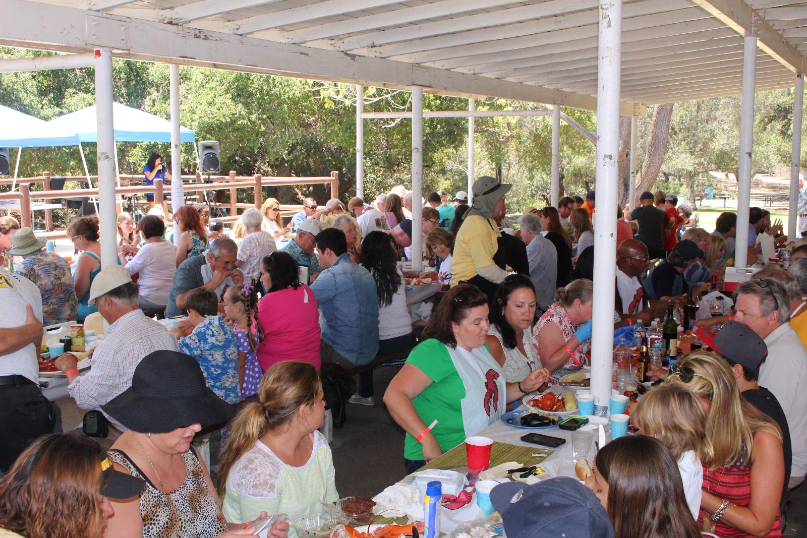 crowd enjoys the food
