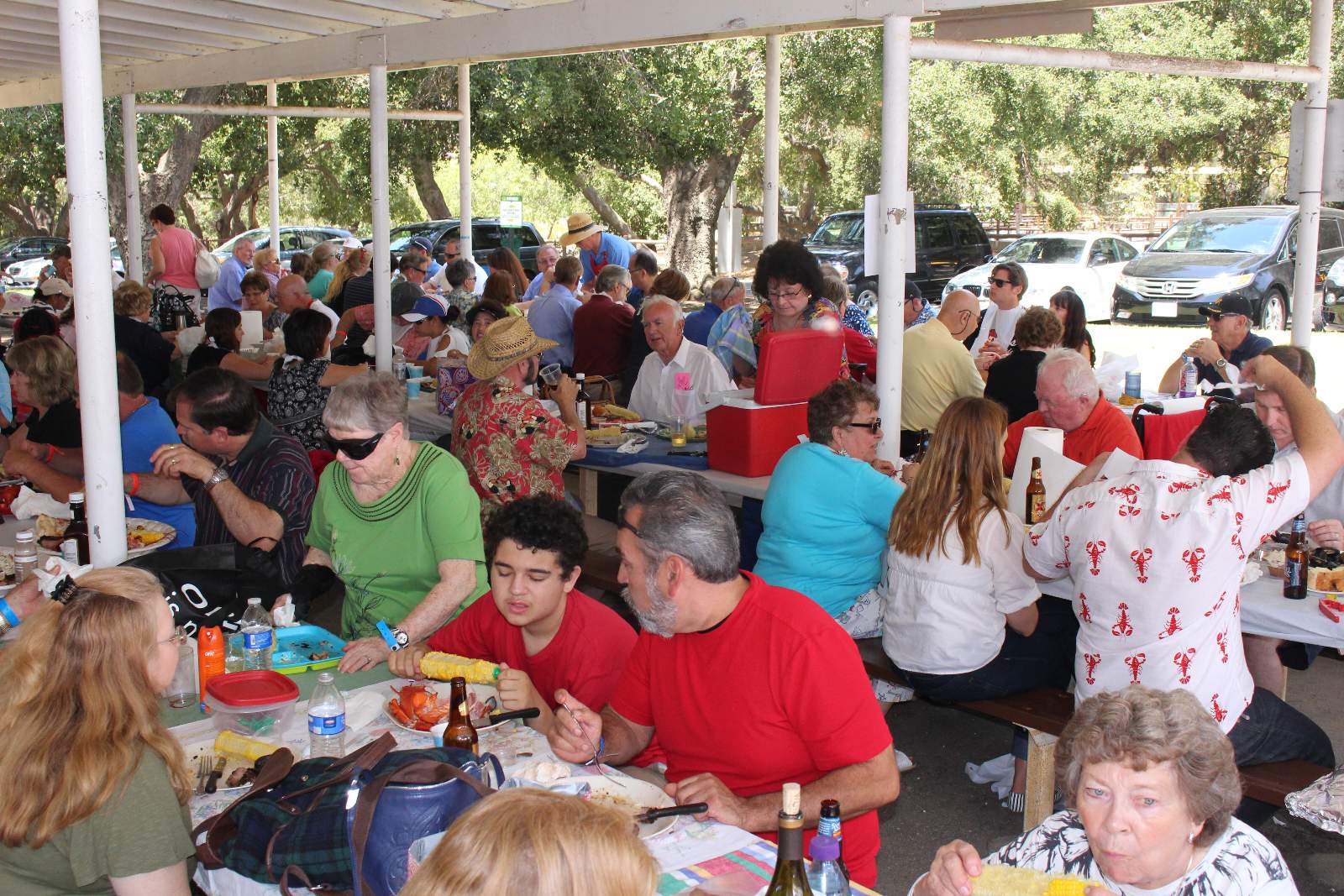 crowd enjoys the food