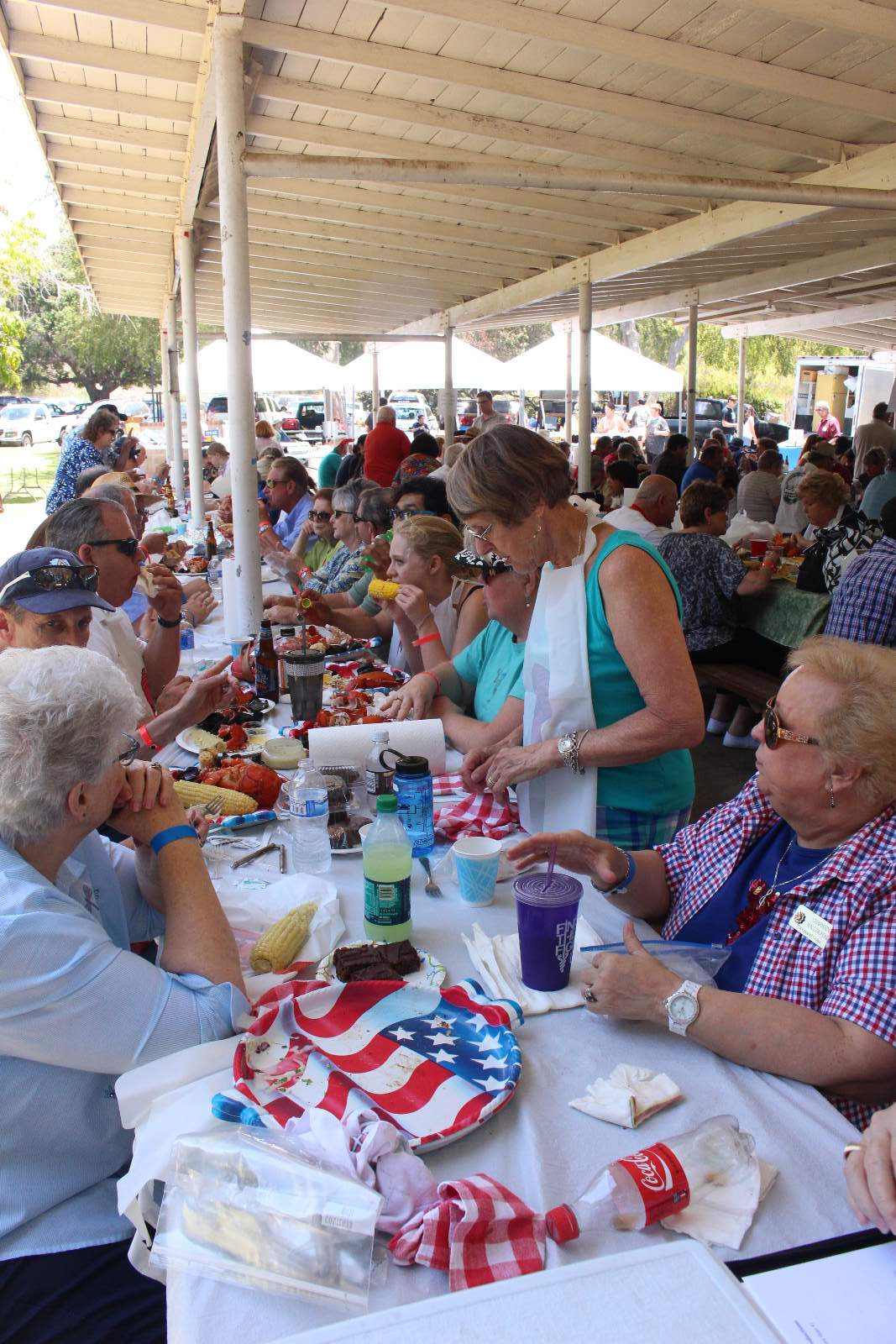 crowd enjoys the food